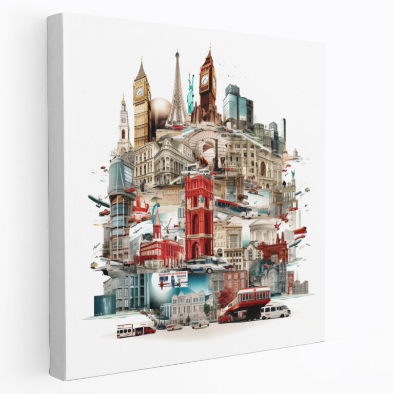 Hotel Landmarks Abstract Canvas Print - Hotel, Canvas Wall Art, Wall Art, Hotel