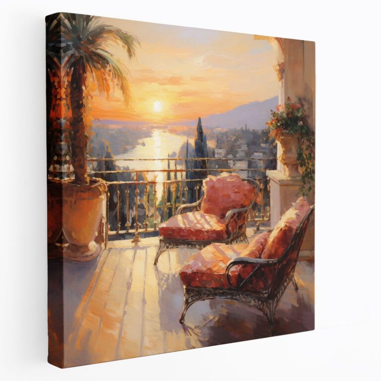 Impressionist Sunset Hotel Canvas Print - Hotel, Canvas, Wall Art, Canvas Print