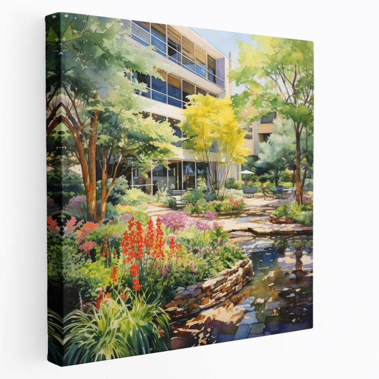 Tranquil Oasis Canvas Print - Hotel, Colorful Flowers, Canvas, Canvas Wall Art