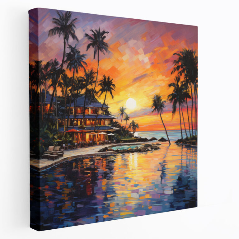 Impressionist Sunset Painting Canvas Print - Hotel, Wall Art, Hotel Theme, Canvas Print