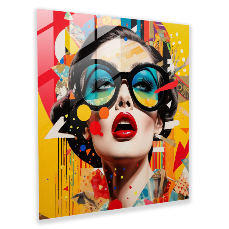 Eye-catching Glass Print - Pop Art Collage Glass Wall Art