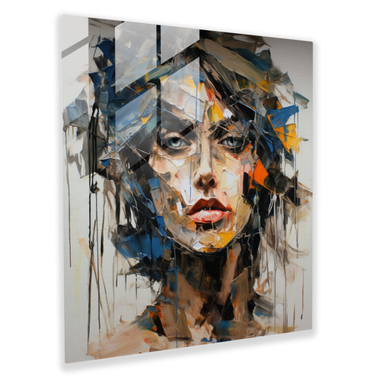Bold Glass Print of Neo-Expressionist Portrait, Captivating Depiction, Raw Emotions, Human Complexities, Glass Wall Art, Wall Decoration, Home Decoration, Glass Print