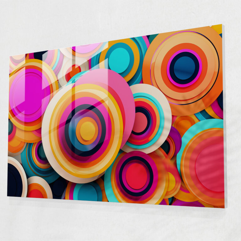 Vibrant Hypnosis Glass Wall Art - Hypnosis, Concentric Circles, Glass Print, Pop Art Style
