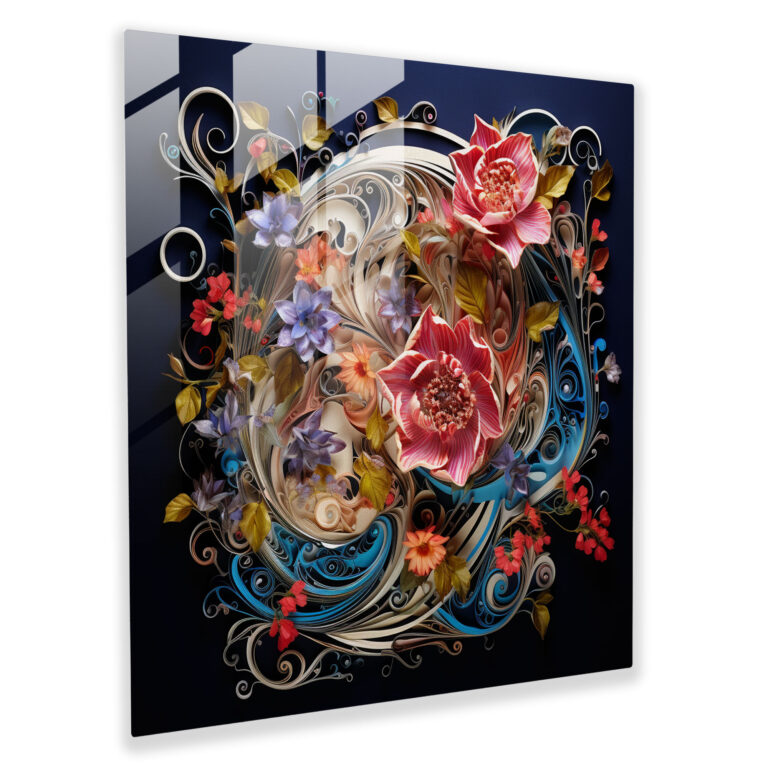 Holy Quran Floral Glass Wall Art - Holy Quran, Holy Quran, Floral Motifs, Wall Decoration