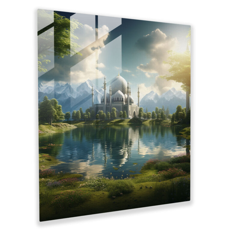 Holy Quran Glass Print - Tranquil Landscape - Holy Quran, Tranquil Landscape, Glass Wall Art, Wall Decoration