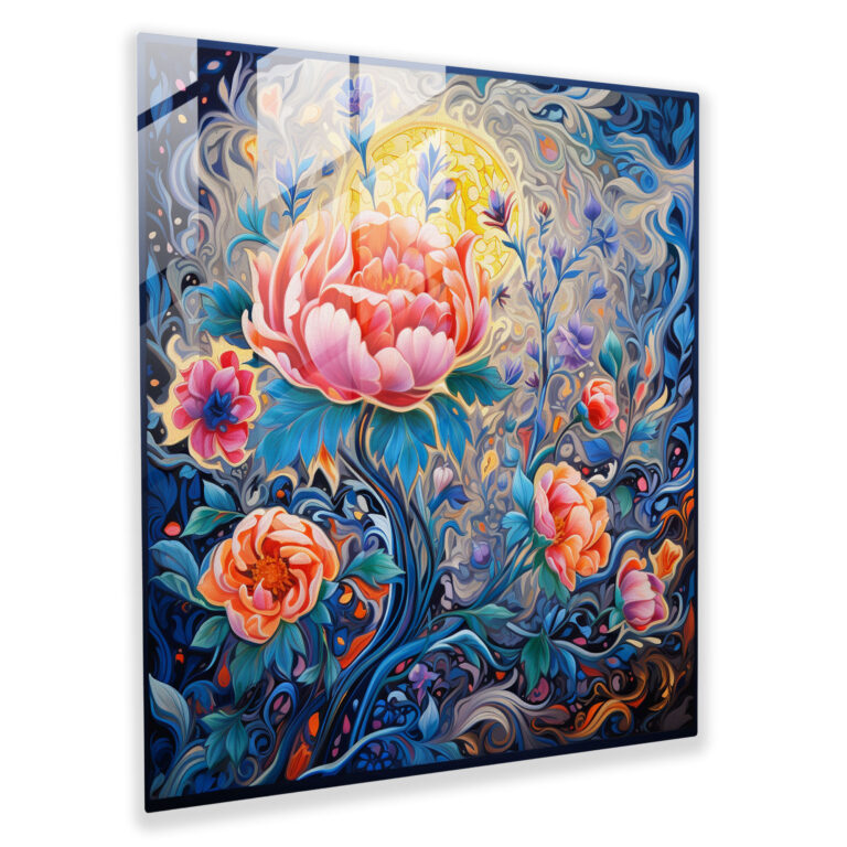 Holy Quran Glass Print - Blossoming Floral Composition - Holy Quran, Glass Wall Art, Holy Quran, Blossoming Flowers