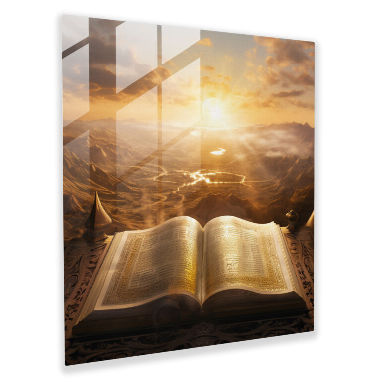 Holy Quran Glass Print - Mesmerizing Sunrise - Holy Quran, Glass Print, Glass Wall Art, Holy Quran