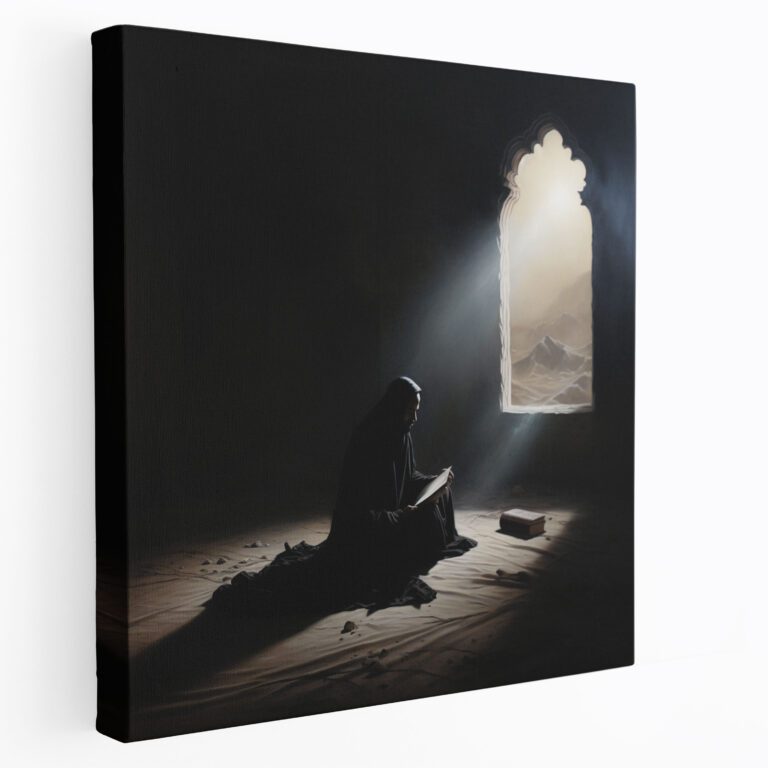 Holy Quran Wall Decoration - Serene Monochromatic Canvas Print - Holy Quran, Canvas Print, Holy Quran, Wall Art