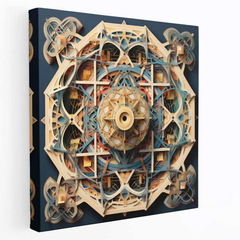 Holy Quran Wall Art - Geometric Collage Canvas Print - Holy Quran, Holy Quran, Verses, Digital Collage