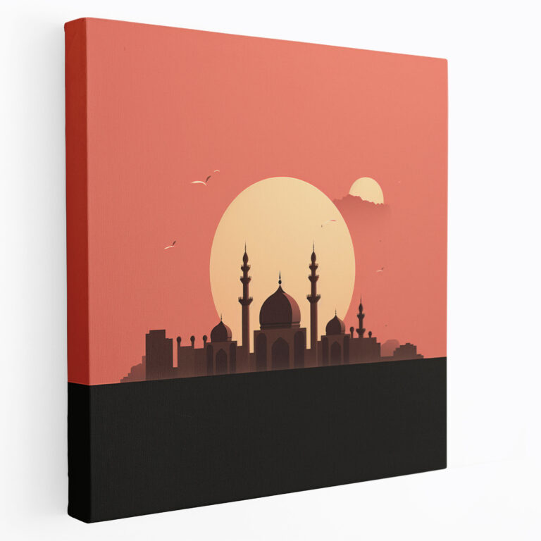 Holy Quran Wall Decoration - Mosque Silhouette - Holy Quran, Mosque Silhouette, Canvas, Wall Decoration
