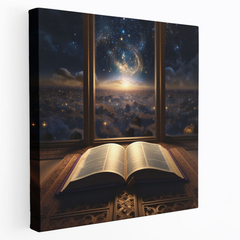 Holy Quran Canvas Print - Night Sky Reflection - Holy Quran, Night Sky Reflection, Wall Art, Spirituality And Art