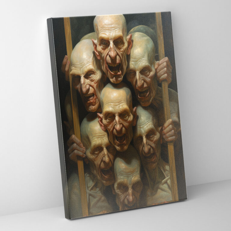 Horror Distorted Faces Canvas Print - Horror, Distorted Faces, Mirror, Canvas Wall Art