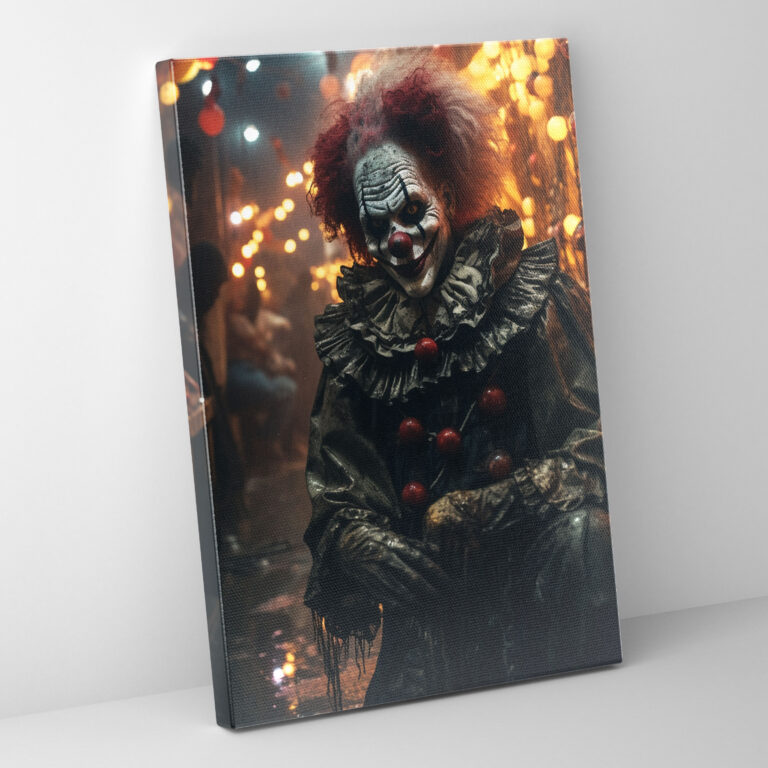 Horror Creepy Clown Canvas Print - Horror, Terrifying, Night, Wall Art