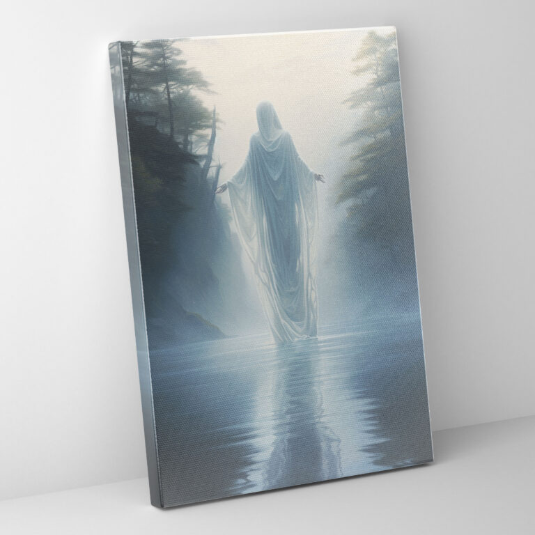 Horror Ghostly Figure Canvas Print - Horror, Wall Decoration, Misty Lake, Mystery