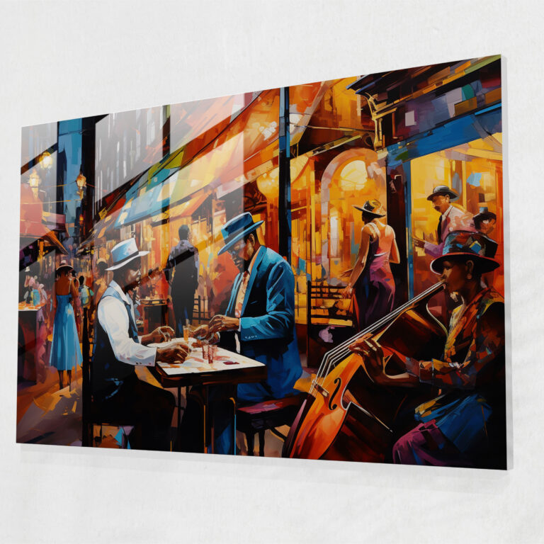 Harlem Jazz Glass Print - Harlem, Vivid Colors, Glass Art, Modern Art