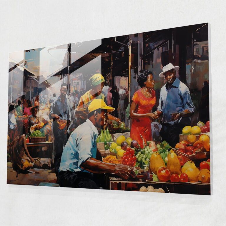 Harlem Glass Print - Impressionist Market Scene - Harlem, Glass Wall Art, Vibrant Colors, Glass Print
