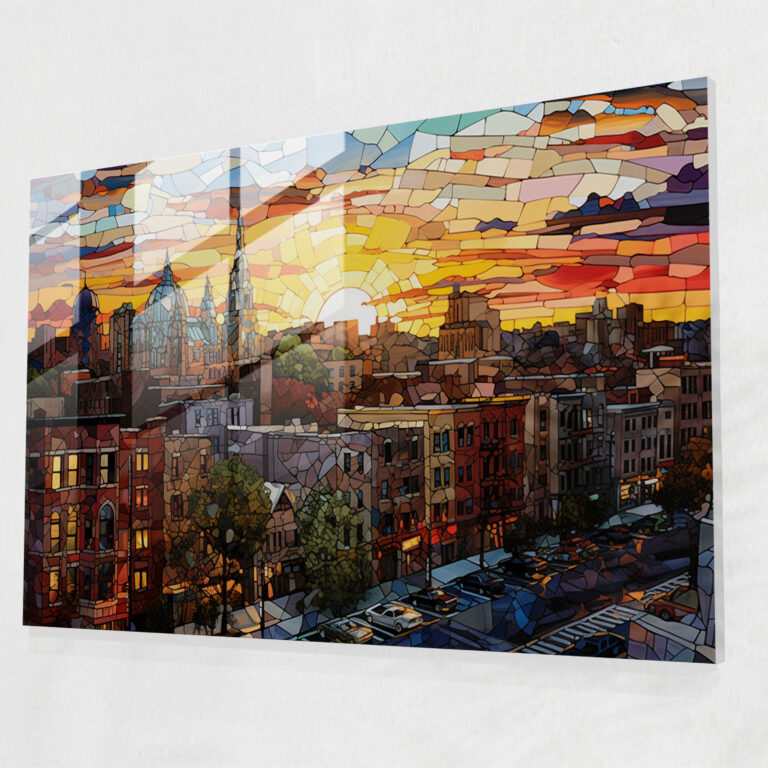 Harlem Sunset Glass Wall Art - Harlem, Glass Art, Wall Decoration, Cityscape
