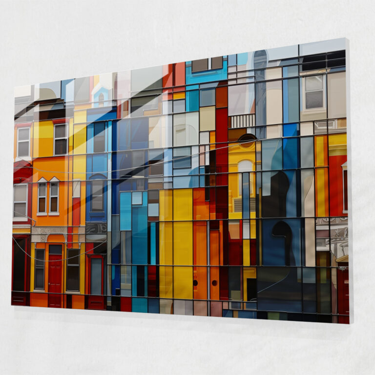 Harlem Architecture Glass Art - Harlem, Architecture, Abstract Art, Glass Print