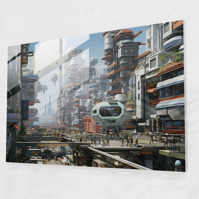 Harlem Glass Print - Futuristic Cityscape Glass Wall Art - Harlem, Harlem, Glass Art, Glass Wall Art