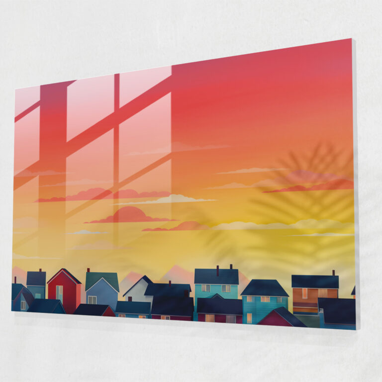 Suburban Sunset Glass Print - Harlem, Glass Wall Art, Glass Print, Modern Art