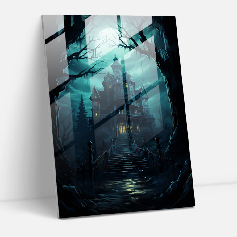 Horror Glass Print - Dark Gothic Haunted Mansion - Horror, Glass Art, Macabre, Wall Decoration