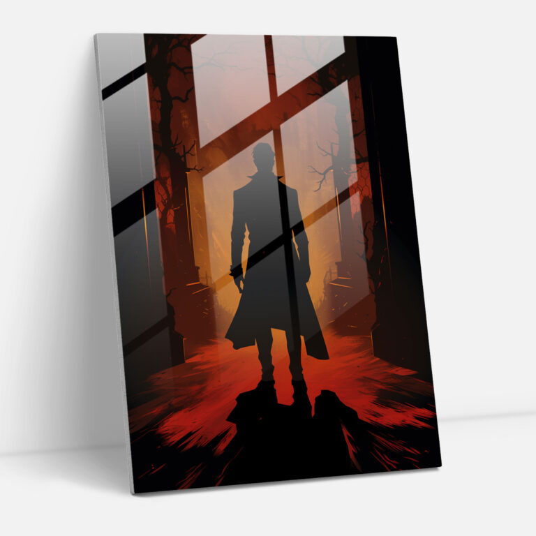 Horror Glass Print - Vintage Menacing Shadow - Horror, Glass Print, Suspense, Home Decoration