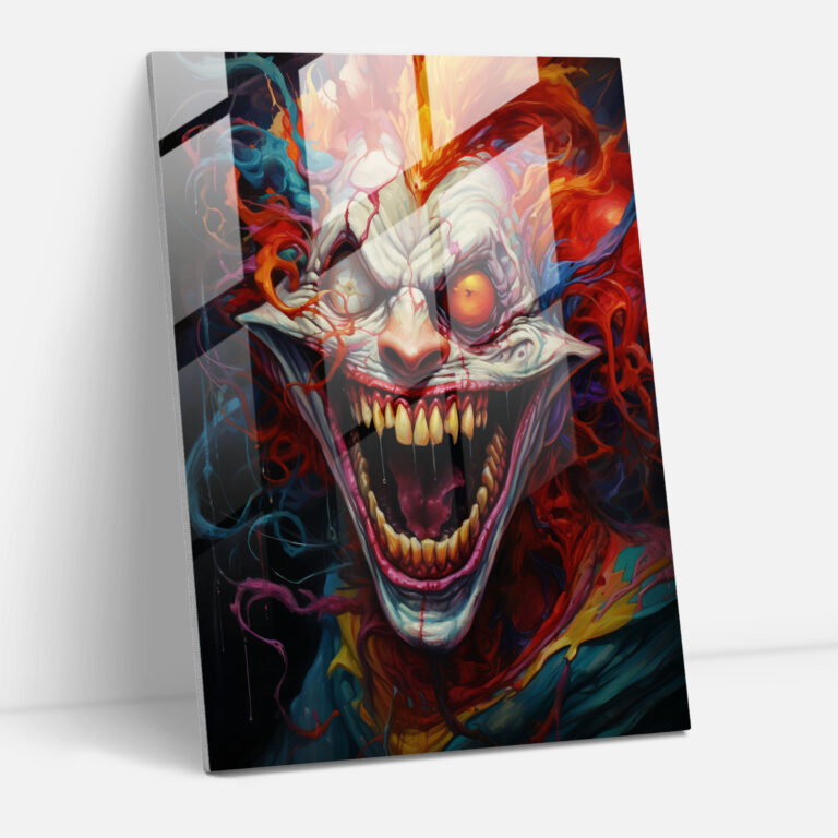 Horror Glass Art - Twisted Grin Of A Terrifying Clown - Horror, Glass Art, Wall Decoration, Horror