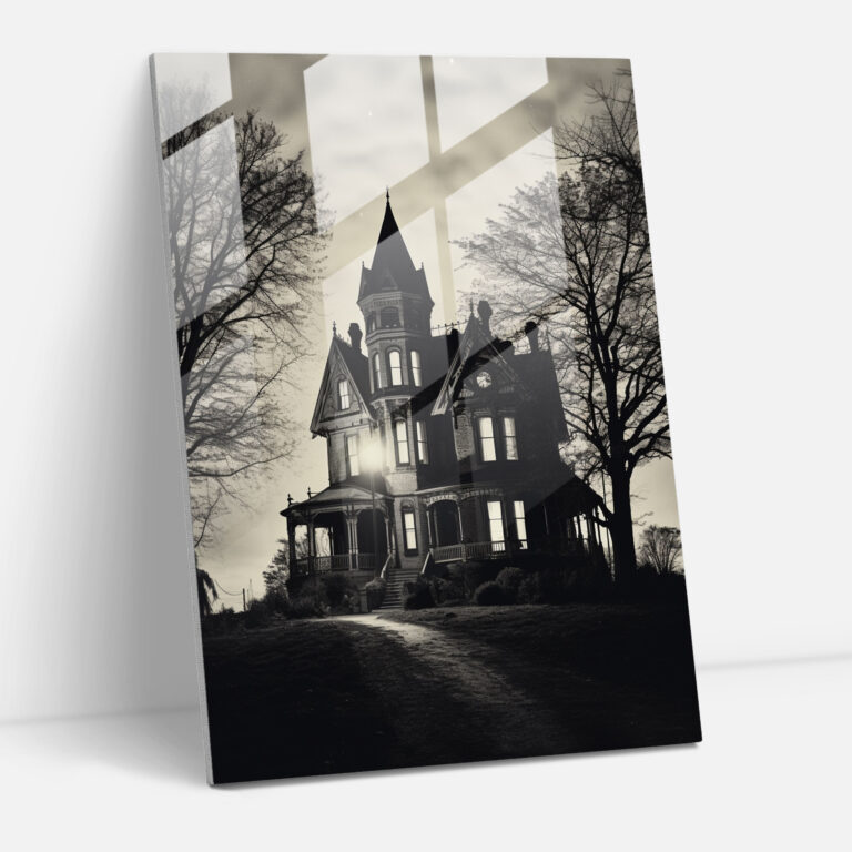 Horror Glass Print: Haunted Mansion - Horror, Haunted Mansion, Modern Art, Horror
