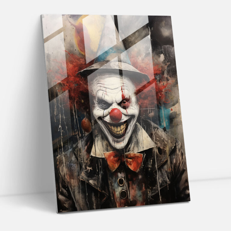 Horror Glass Print: Sinister Clown - Horror, Glass Print, Home Decoration, Horror
