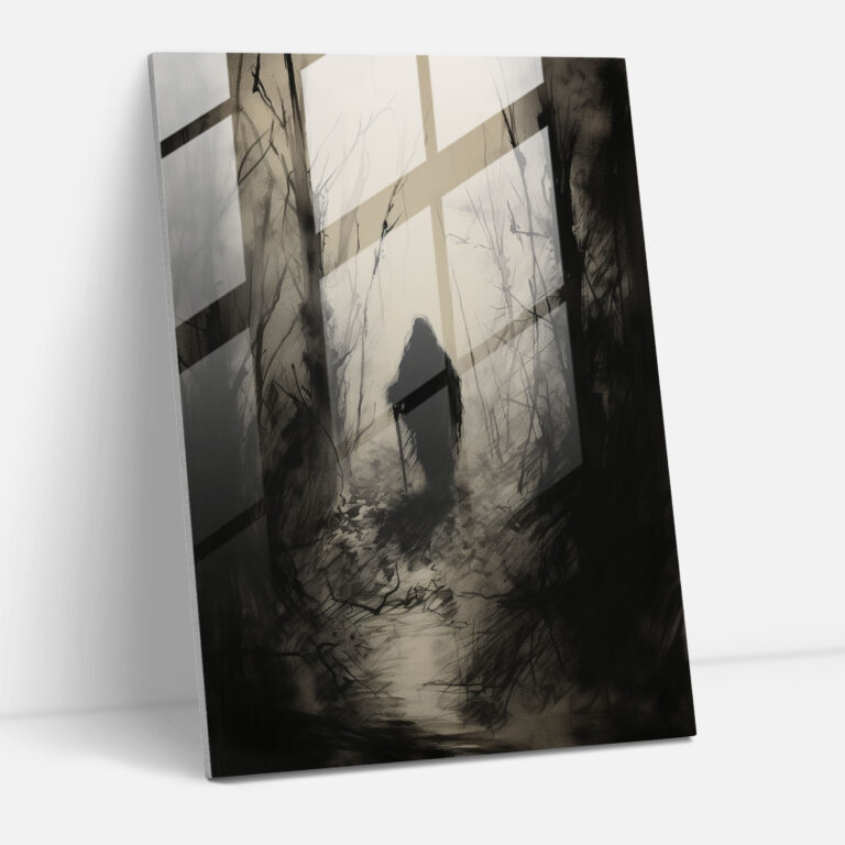 Horror Glass Print: Shadowy Figure - Horror, Home Decoration, Glass Art, Wall Decoration