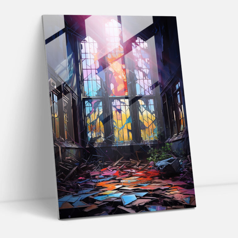 Horror Glass Print - Abandoned Asylum With Eerie Atmosphere - Horror, Vibrant Oil Painting, Wall Decoration, Glass Wall Art