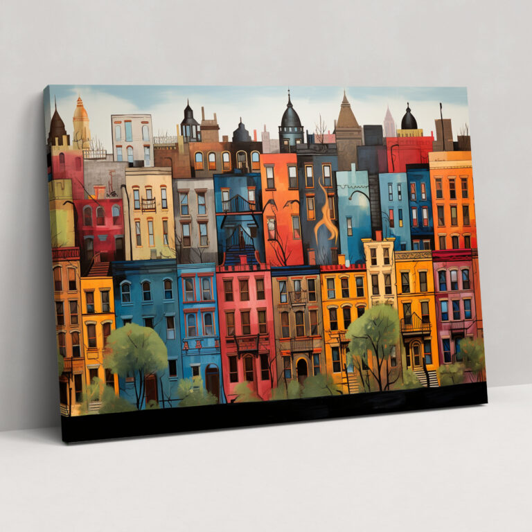 Harlem Brownstone Wall Art - Harlem, Wall Art, Canvas, Whimsical
