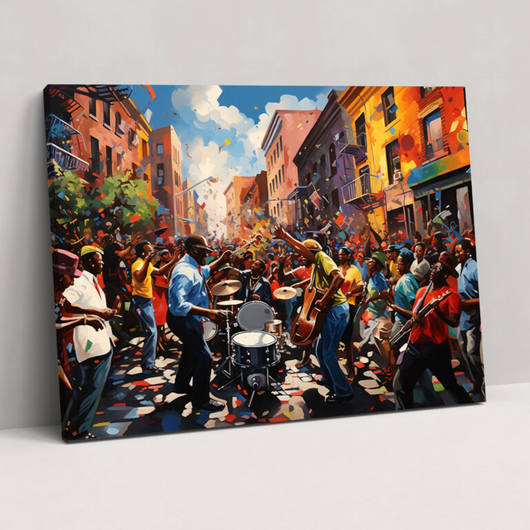 Harlem Canvas Print - Dancing Crowd In Vibrant Colors, High Quality Wall Art - Harlem, Wall Decoration, Jazz Music, Vibrant Colors
