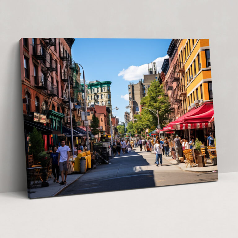 Harlem Street Life Canvas Print - Harlem, Harlem, Vibrant Storefronts, Bustling Streets