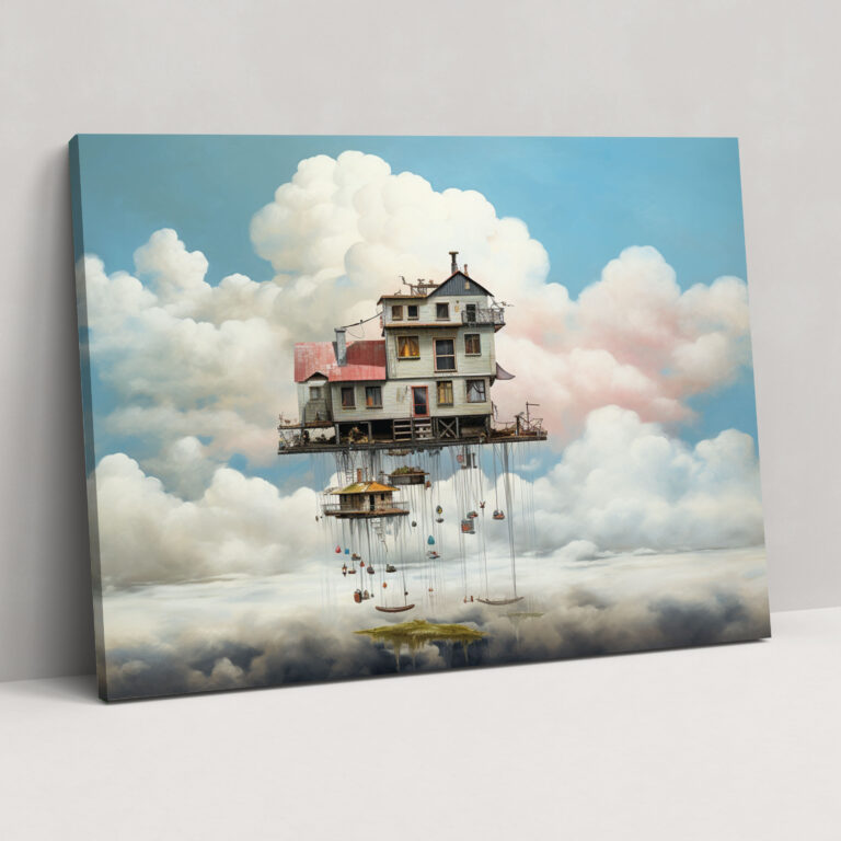 Floating Suburban House Canvas Print - Harlem, Wall Art, Suburban, Floating House