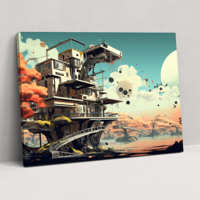 Futuristic Suburban Canvas Print - Harlem, Abstract Digital Artwork, Futuristic, Canvas Print