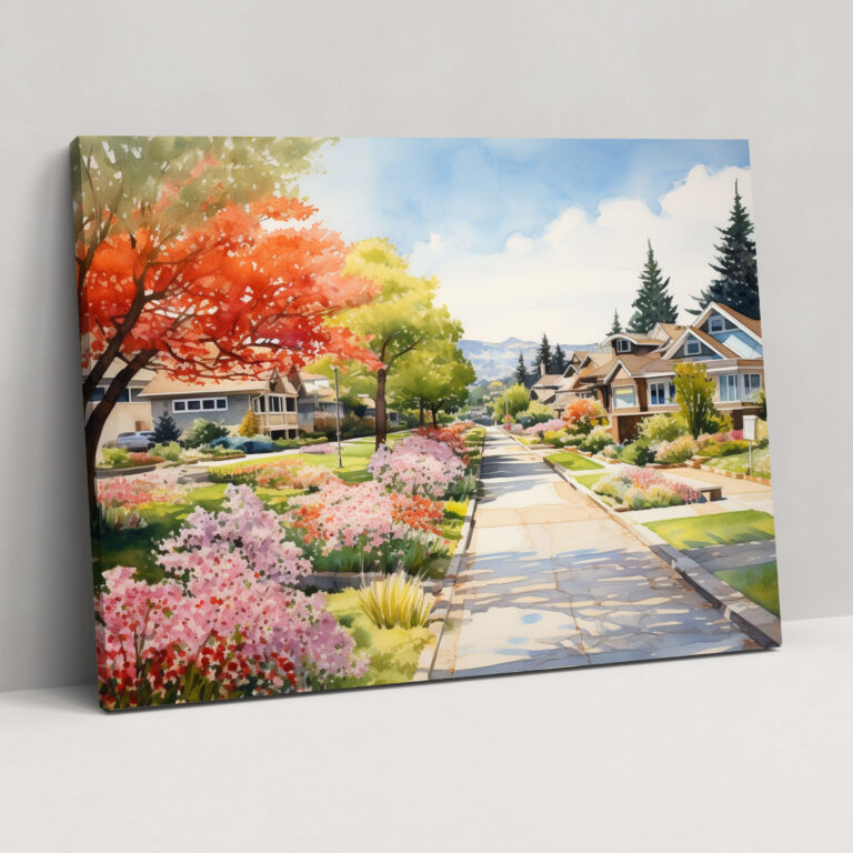 Suburban Bliss Canvas Print - Harlem, Wall Decoration, Green Lawns, Wall Art