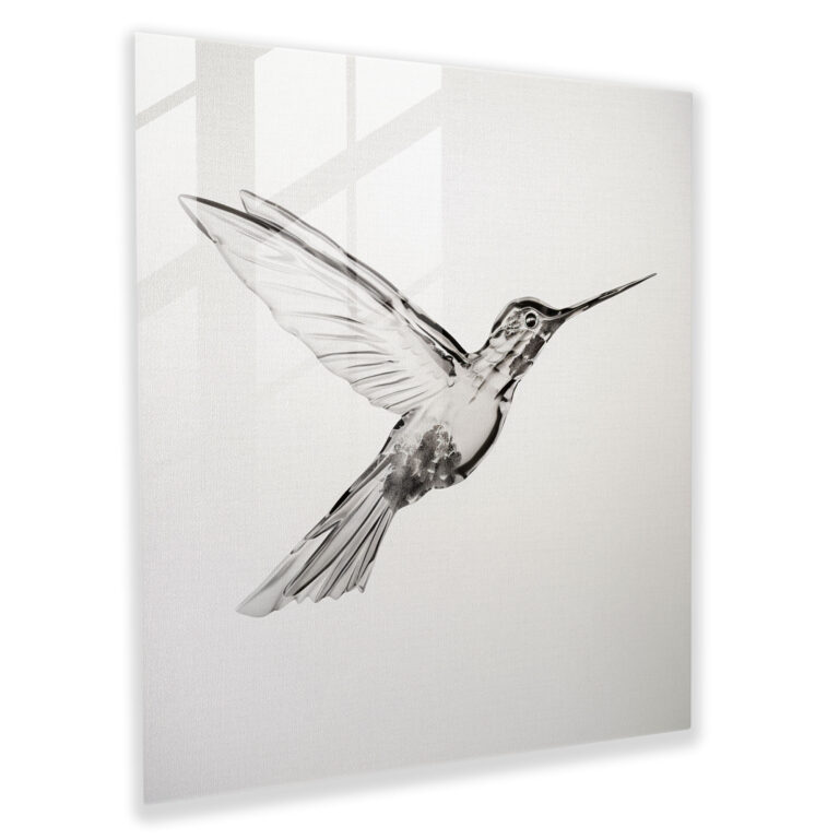 Delicate Flight Glass Print - Hummingbird, Modern Art, Hummingbird, Wall Decoration