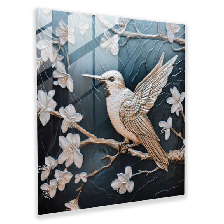 Serene Hummingbird Glass Print - Hummingbird, Etched Glass Artwork, Glass Art, Tranquility