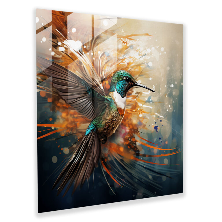 Flight Of Modernity Glass Print - Hummingbird, Nature And Modernity, Hummingbird, Glass Wall Art
