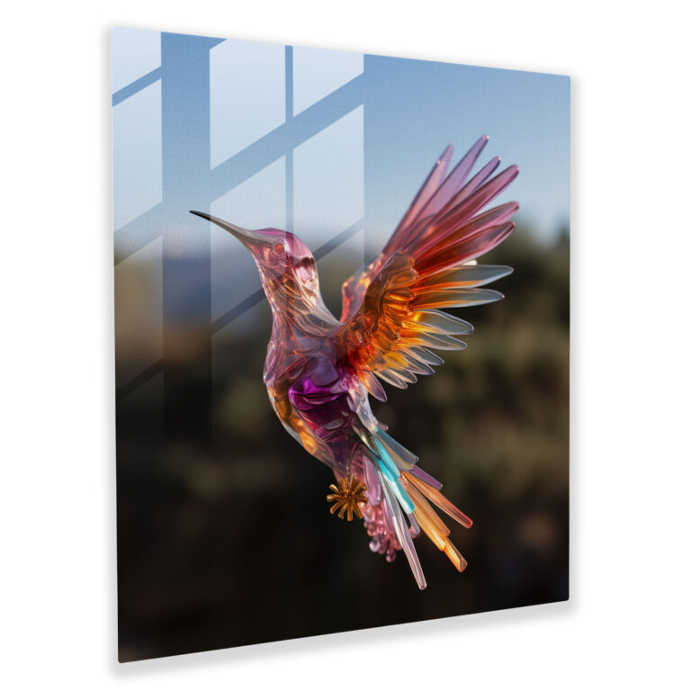 Whispering Dreams Glass Print - Hummingbird, Glass Art, Dreamlike, Glass Wall Art