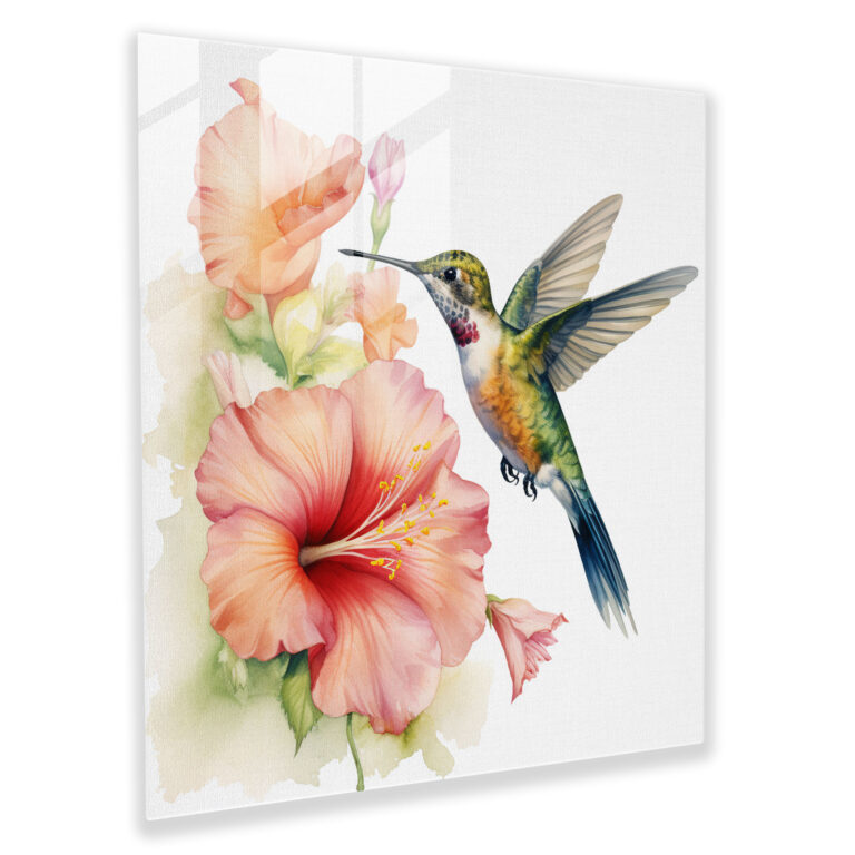 Delicate Hummingbird Glass Print - Hummingbird, Wall Decoration, Nature Decor, Home Decoration