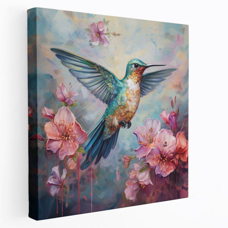 Hummingbird Wall Decoration - Hummingbird, Hand-Painted Acrylic Artwork, Hummingbird, Canvas Wall Art