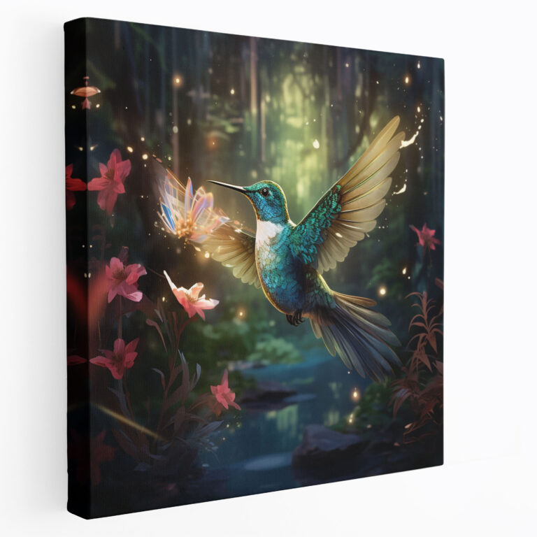 Magical Hummingbird Wall Art - Hummingbird, Canvas Print, Canvas Wall Art, Digital Illustration