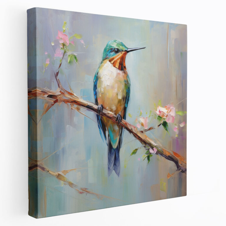 Serene Hummingbird Wall Art - Hummingbird, Wall Decoration, Canvas Wall Art, Impressionist Artwork
