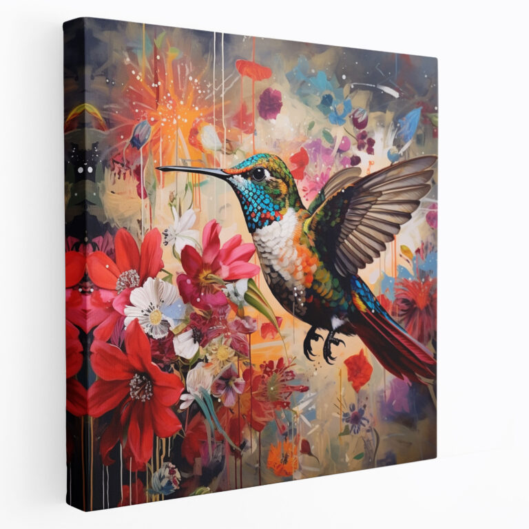 Eclectic Hummingbird Canvas Print - Hummingbird, Vibrant Patterns, Hummingbird, Home Decoration