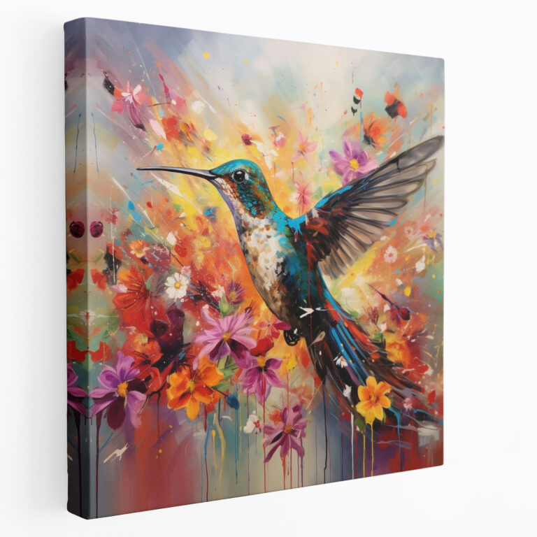 Hummingbird Canvas Print - Hummingbird, Wall Decoration, Canvas Wall Art, Colorful