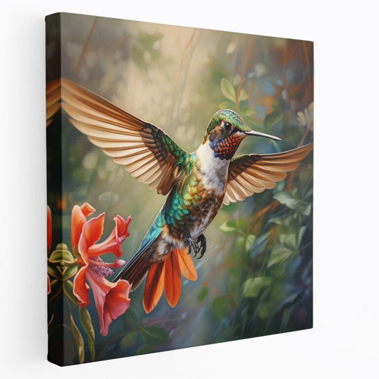 Realistic Hummingbird Wall Art - Hummingbird, Canvas Print, Realistic Oil Painting, Home Decoration
