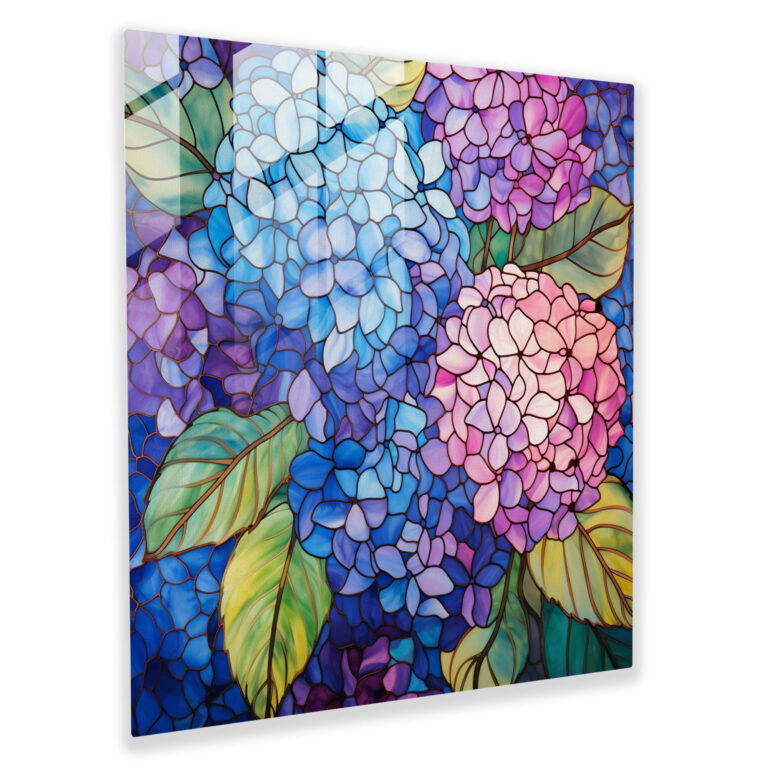 Stained Glass Hydrangea Wall Art - Hydrangea, Hydrangea, Modern Art, Glass Art