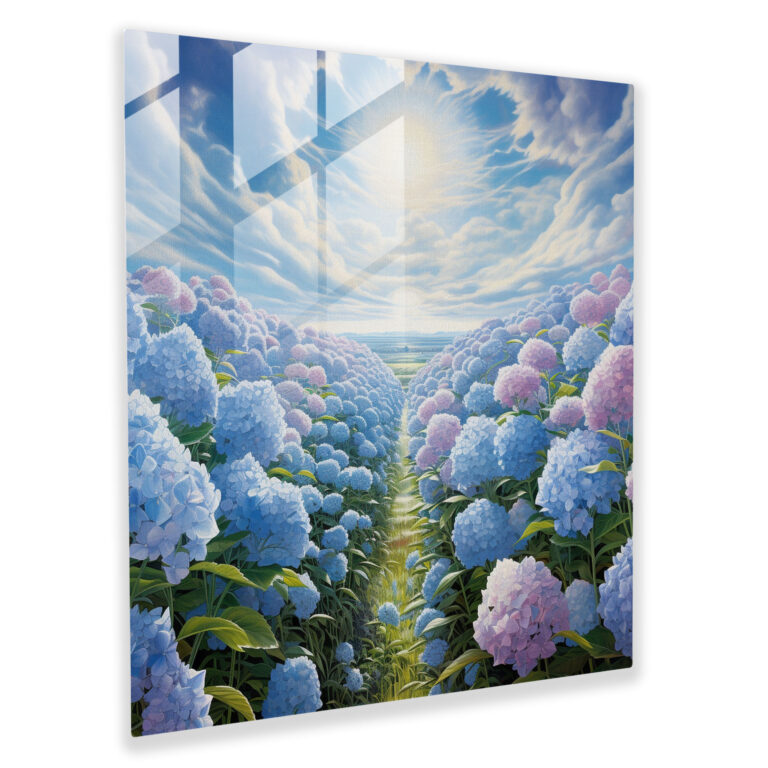 Hydrangea Glass Wall Art - Infinite Field - Hydrangea, Glass Print, Hydrangea, Infinite